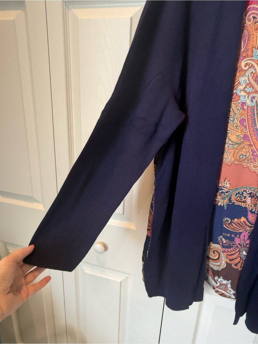 # Chico's XXL Navy Tank Sweater & Open Cardigan with Paisley Woven Accents - Picture 11 of 16